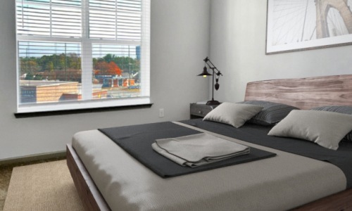 A4 Bedroom Bedroom of A4 floor plan with large window and bed